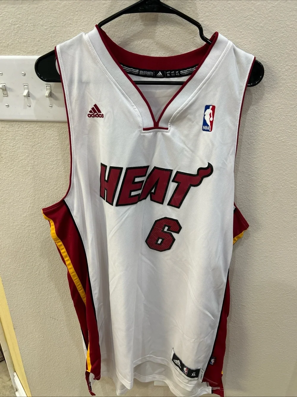 LeBron James adidas White/Red Miami Heat #6 Basketball Jersey